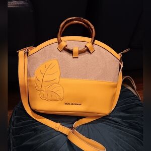 Dana Buchman Mustard and Beige Crossbody Bag